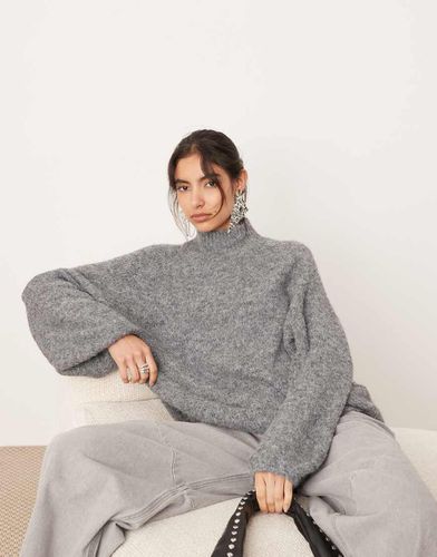 Pull oversize en maille à col montant - Gris chiné - Asos Edition - Modalova