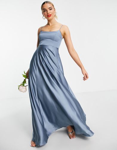 Robe caraco longue en satin à encolure carrée - cendré - Asos Edition - Modalova