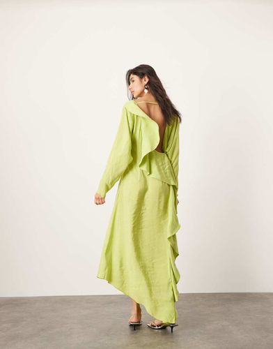 Robe longue asymétrique avec dos nu et manches longues - Citron - Asos Edition - Modalova