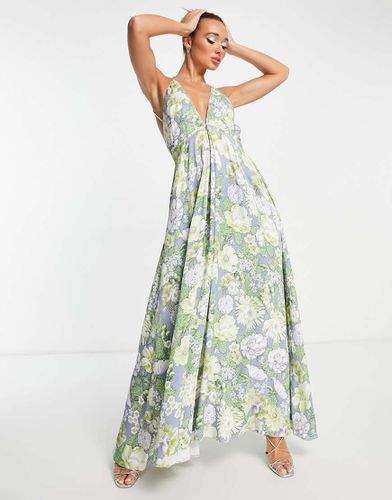 Robe longue en satin à bretelles fines et imprimé fleuri champêtre - Asos Edition - Modalova