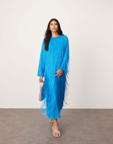 Robe longue ras de cou à franges - Bleu vif - Asos Edition - Modalova