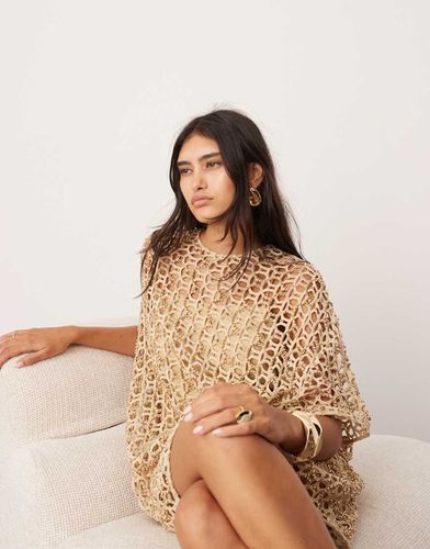 Robe t-shirt courte oversize en maille au crochet à clous - Asos Edition - Modalova