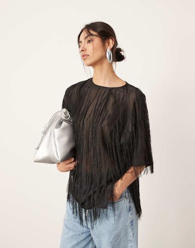 Top coupe carrée à franges - Noir - Asos Edition - Modalova