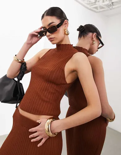 Top sans manches d'ensemble en maille fine transparente - Rouille - Asos Edition - Modalova