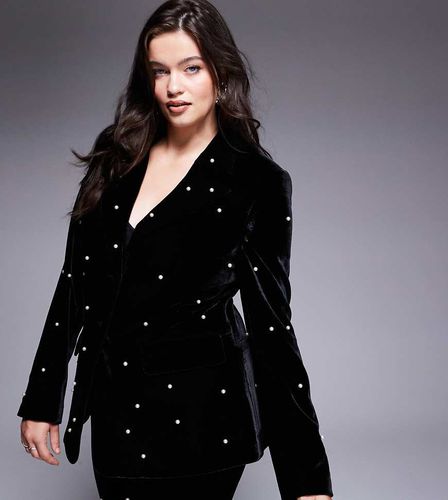 Curve - Blazer d'ensemble en velours orné de perles - Asos Luxe - Modalova