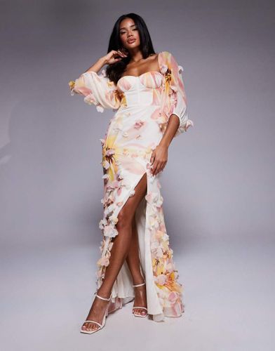 Robe longue avec fleurs en relief - Asos Luxe - Modalova
