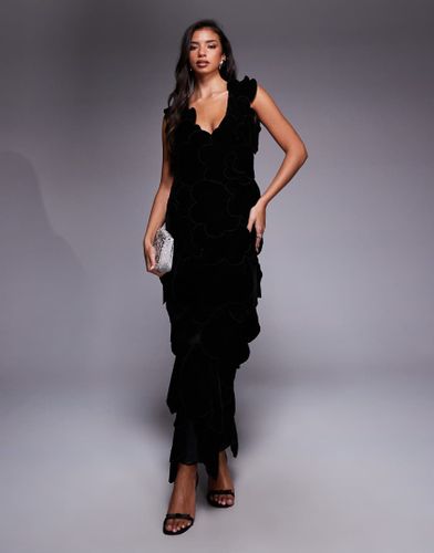 Robe longue en velours de qualit suprieure  fleurs en 3D - Asos Luxe - Modalova