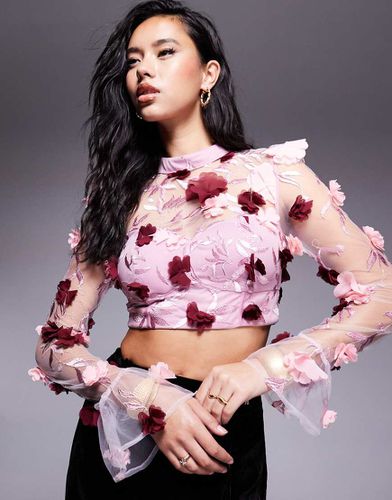 Top en organza avec fleurs en relief - et rouge - Asos Luxe - Modalova