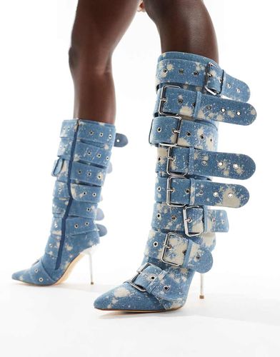 Sedna - Bottes hauteur genou en jean avec boucles - Azalea Wang - Modalova