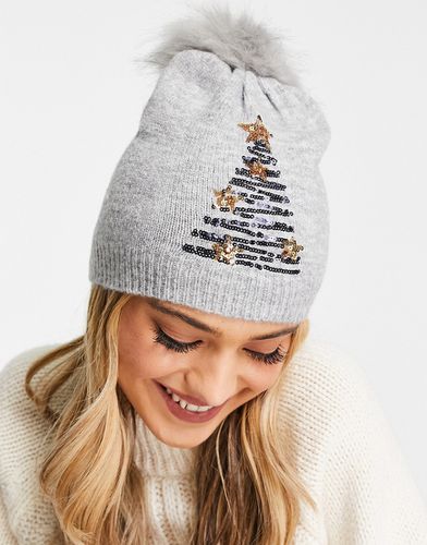 Bonnet de Noël en fausse fourrure avec arbre orné de sequins - Boardmans - Modalova