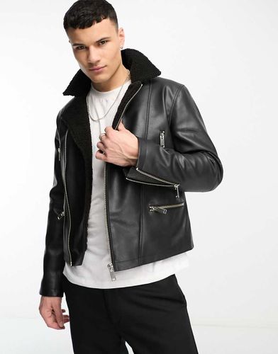 Blouson style motard en similicuir et imitation peau de mouton - Bolongaro Trevor - Modalova