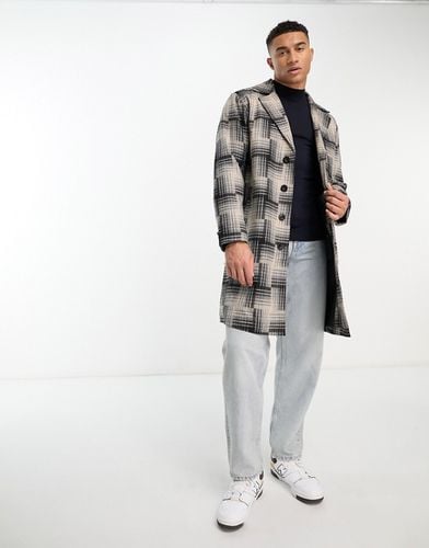 Manteau long en laine mélangée à carreaux - Noir/beige - Bolongaro Trevor - Modalova