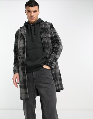 Manteau long fonctionnel à carreaux avec poches - Noir/gris - Bolongaro Trevor - Modalova