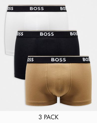 Boss - Bodywear Power - Lot de 3 boxers - Noir, blanc et beige - Boss Bodywear - Modalova