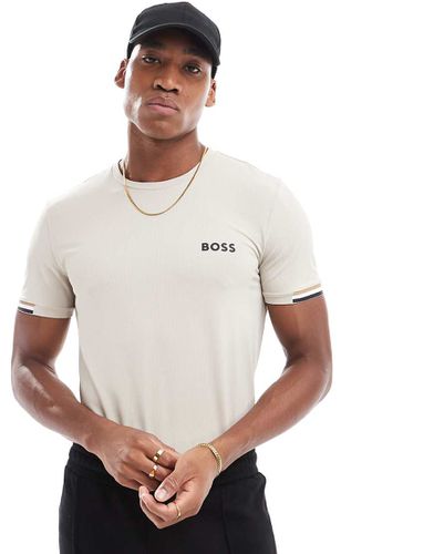 Tee MB - T-shirt avec logo sur la poitrine et manches resserrées - Beige - Boss Green - Modalova