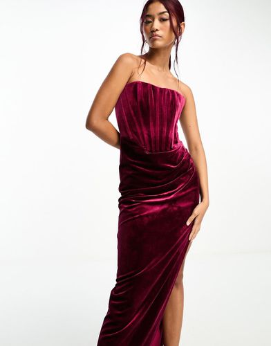 Robe mi-longue en velours - Bordeaux - Bardot - Modalova