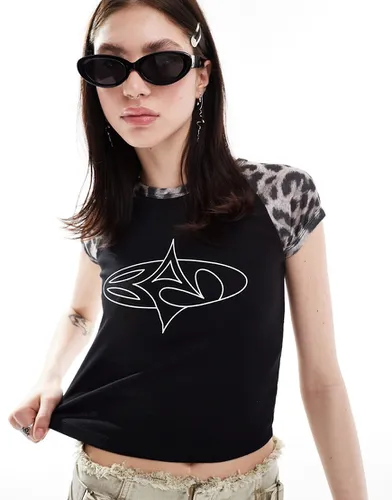 T-shirt à motif et imprimé léopard - Noir - Basic Pleasure Mode - Modalova