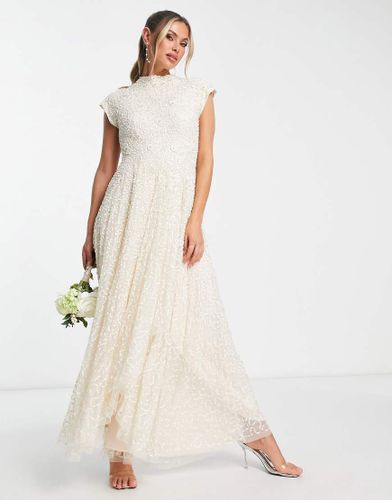 L'invitée - Robe longueur mollet avec ornements contrastants - Taupe et crème - Beauut - Modalova