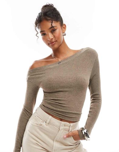 Top asymétrique à fronces - Beige - Bershka - Modalova