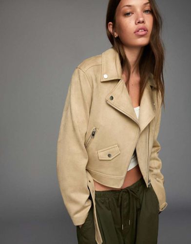 Blouson style motard imitation cuir - Bershka - Modalova