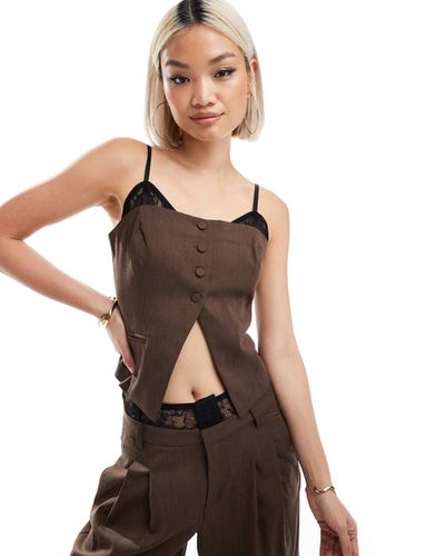 Gilet de tailleur habillé avec détail en dentelle - Marron - Bershka - Modalova