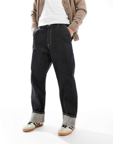 Jean baggy d'ensemble avec ourlet retroussé - foncé - Bershka - Modalova