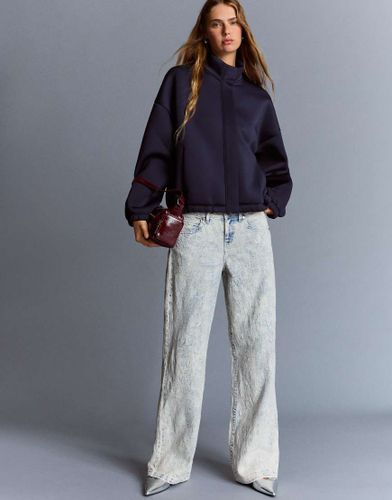 Jean baggy taille basse motif jacquard - moyen - Bershka - Modalova