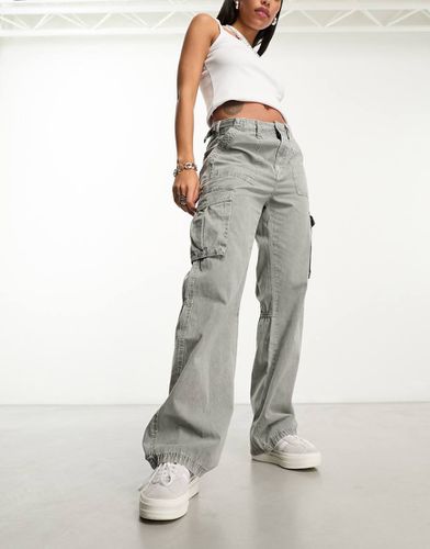 Pantalon cargo droit - délavé - Bershka - Modalova