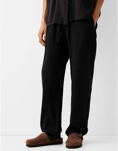 Pantalon large en lin - Bershka - Modalova