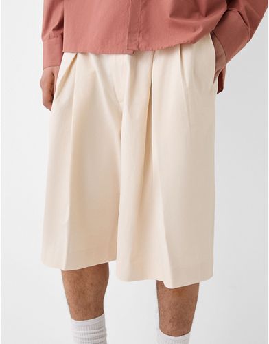 Pantalon large habillé - Écru - Bershka - Modalova