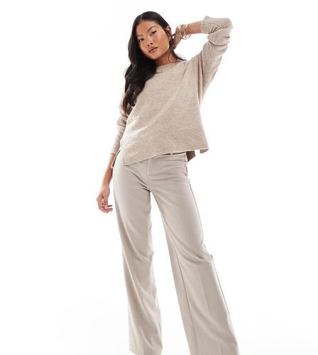 Petite - Pantalon large habillé - Beige chiné - Bershka - Modalova