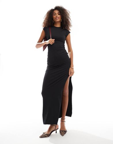 Robe longue effet drapé à manches courtes - Bershka - Modalova