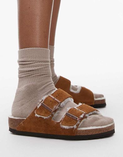 Arizona - Sandales unisexes en daim et imitation peau de mouton - Vison - Birkenstock - Modalova