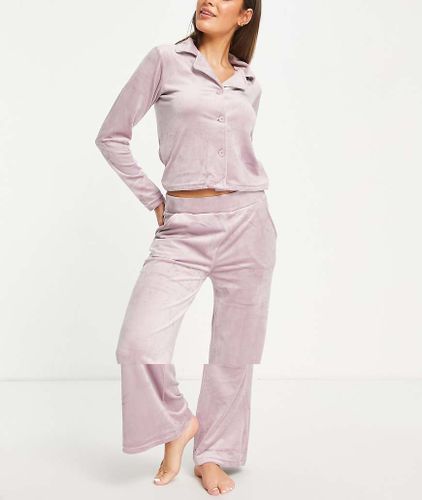 Ensemble confort avec chemise et pantalon large en velours - Mauve - Brave Soul - Modalova