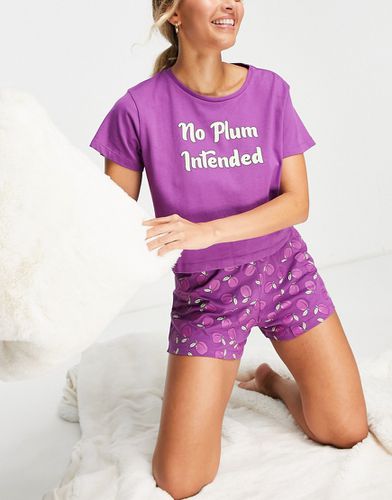 Pyjama avec short et top à inscription No Plum intended » - Brave Soul - Modalova