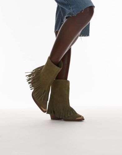 Jukeson - Bottines en daim  franges style western - Kaki - Bronx - Modalova