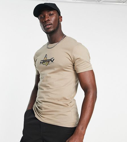 Tall - T-shirt oversize à imprimé papillon graphique - Taupe - Good For Nothing - Modalova