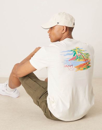 T-shirt  imprim plage et logo au dos - Crme - Gant - Modalova