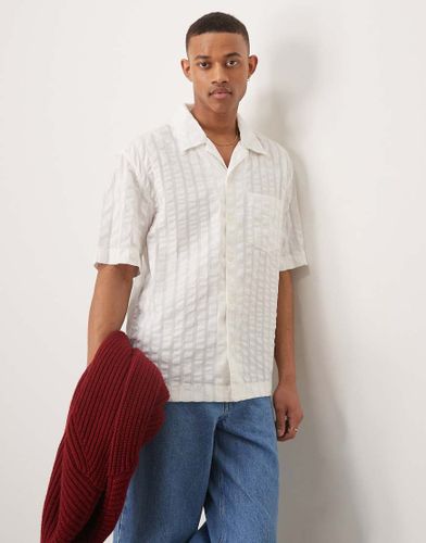 Chemise dcontracte en crpon ton sur ton  manches courtes, col  revers et rayures - cass - Gant - Modalova