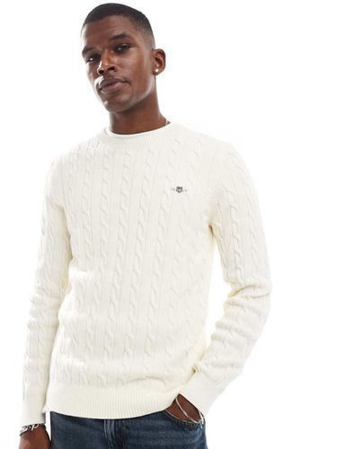 Pull en maille de coton torsadée en coton à logo - Crème - Gant - Modalova