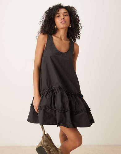 Robe courte tage  volants avec encolure dgage - Ghospell - Modalova