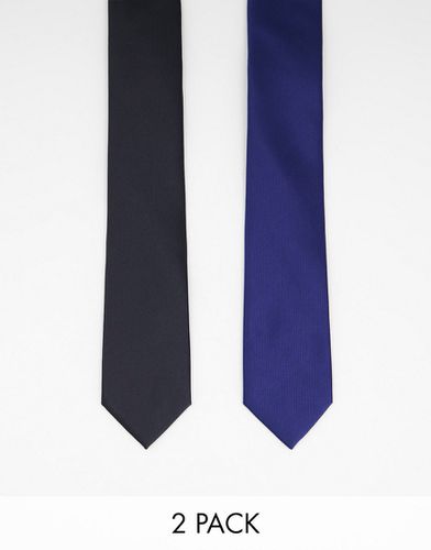 Lot de cravates - Noir et bleu marine - Gianni Feraud - Modalova