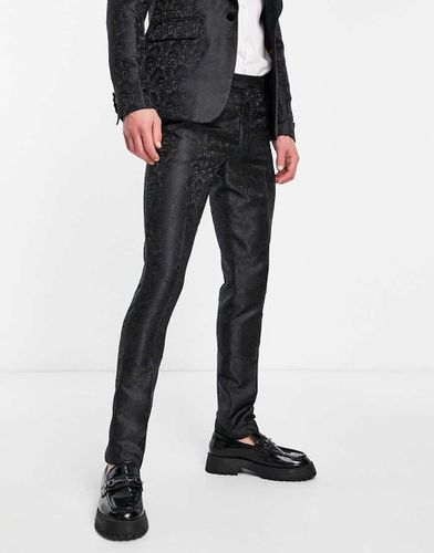 Pantalon de costume coupe skinny à motif cachemire - Gianni Feraud - Modalova