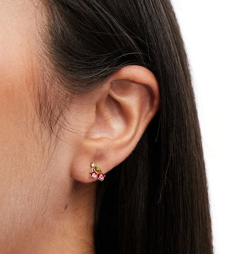 Boucles d'oreilles motif cerises en plaqué or 18 carats - Girls Crew - Modalova