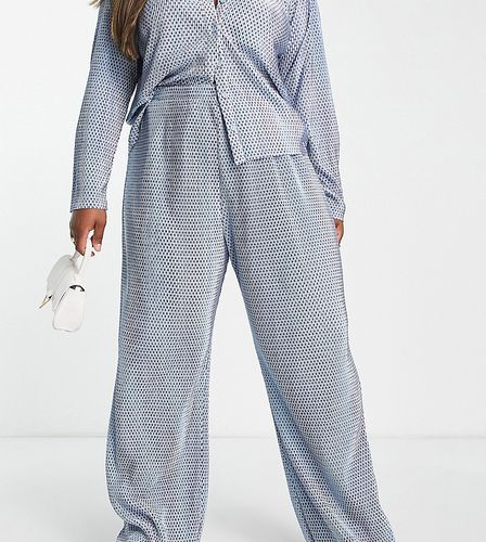Pantalon large d'ensemble plissé à pois - Bleu - Glamorous Curve - Modalova