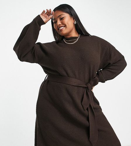 Robe pull nouée à la taille en maille épaisse - Chocolat noir - Glamorous Curve - Modalova