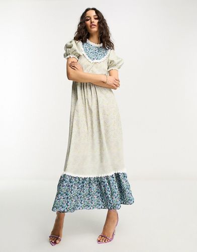 Robe longueur mollet à motif floral vintage contrastant - Glamorous - Modalova
