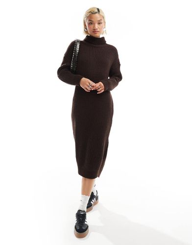 Robe mi-longue en maille chunky - Chocolat - Glamorous - Modalova