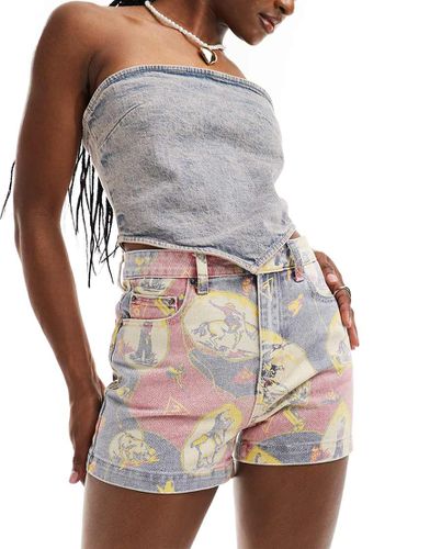 Short d'ensemble en jean coupe classique avec imprimé cowboy sur l'ensemble - Guess Originals - Modalova