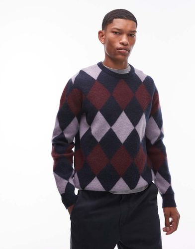 Jan - Pull en maille de laine d'agneau mlange  losanges - Double A By Wood Wood - Modalova